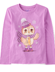 T-shirt graphique hibou d'hiver pour fille