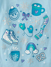 Girls Winter Doodle Graphic Tee