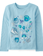 Girls Winter Doodle Graphic Tee
