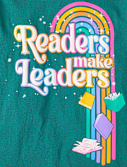 Girls Readers Are Leaders Rainbow Graphic Tee