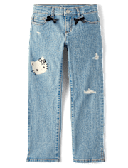 Girls Hello Kitty® Ripped 90s Straight Jeans