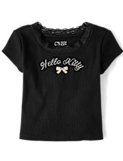 Girls Hello KittyÂ® Embellished Ribbed Baby Tee