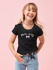 Girls Hello KittyÂ® Embellished Ribbed Baby Tee