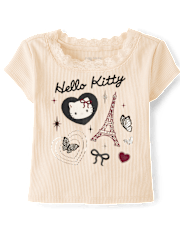 Girls Hello KittyÂ® Embellished Ribbed Baby Tee