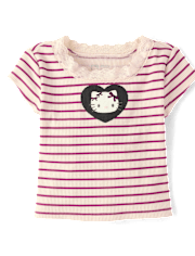 Girls Hello KittyÂ® Embellished Ribbed Baby Tee