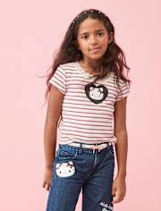 Girls Hello KittyÂ® Embellished Ribbed Baby Tee