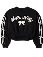Girls Hello Kitty® Embroidered Bow Premium Fleece Sweatshirt