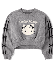 Girls Hello Kitty® Embroidered Bow Premium Fleece Sweatshirt