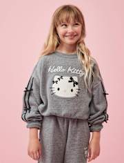 Girls Hello Kitty® Embroidered Bow Premium Fleece Sweatshirt