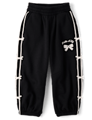 Girls Hello Kitty® Side Stripe Bow Premium Fleece Jogger Pants