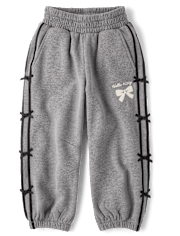 Girls Hello KittyÂ® Side Stripe Bow Premium Fleece Jogger Pants