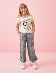 Girls Hello KittyÂ® Side Stripe Bow Premium Fleece Jogger Pants