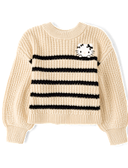 Girls Hello Kitty® Embroidered Striped Sweater
