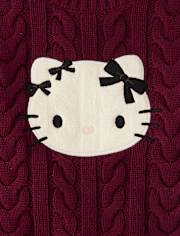 Girls Hello Kitty® Applique Cable Knit Sweater