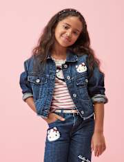 Girls Hello Kitty® Embroidered Denim Jacket