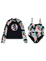 Girls Hurley Tropical 3-Piece Swimsuit