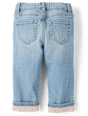 Toddler Girls Lined Roll Cuff 90s Straight Jeans