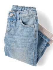 Toddler Girls Lined Roll Cuff 90s Straight Jeans