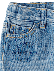 Toddler Girls Heart Patch Baggy Barrel Jeans