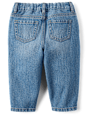 Toddler Girls Heart Patch Baggy Barrel Jeans
