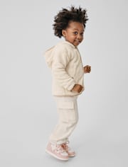 Toddler Garment Dyed Premium Fleece Wide Leg Cargo Lounge Pants