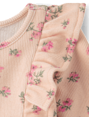 Baby And Toddler Girls Floral Plush Winter Waffle Thermal Babydoll Dress