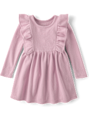 Baby And Toddler Girls Plush Winter Waffle Thermal Babydoll Dress