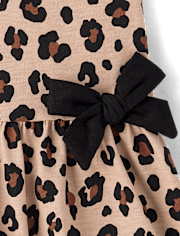 Baby And Toddler Girls Leopard Bow Drop Waist Dress