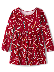Baby And Toddler Girls Print Babydoll Dress