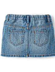 Toddler Girls Rhinestone Bow Denim Skirt
