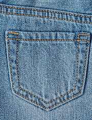 Jupe en jean avec nœud en strass pour petite fille