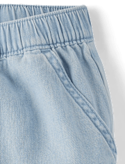 Baby And Toddler Girls Chambray Baggy Pull On Jogger Pants