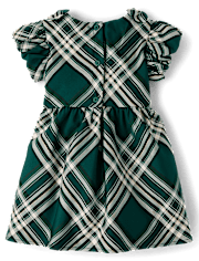 Toddler Girls Matching Family Plaid Satin Fit And Flare Dress