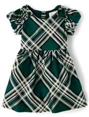 Toddler Girls Matching Family Plaid Satin Fit And Flare Dress