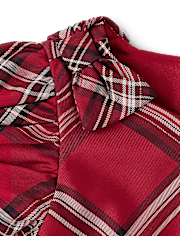 Toddler Girls Matching Family Plaid Satin Fit And Flare Dress