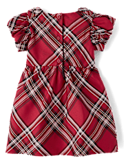 Toddler Girls Matching Family Plaid Satin Fit And Flare Dress