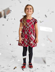 Toddler Girls Matching Family Plaid Satin Fit And Flare Dress