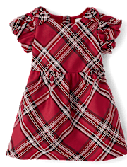 Toddler Girls Matching Family Plaid Satin Fit And Flare Dress