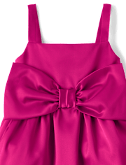 Baby And Toddler Girls Oversized Bow Satin Fit And Flare Dress