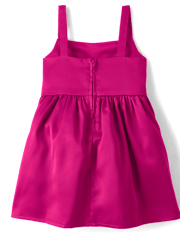 Baby And Toddler Girls Oversized Bow Satin Fit And Flare Dress