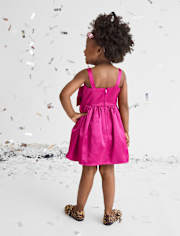 Robe évasée et ajustée en satin avec nœud surdimensionné pour bébé et petite fille