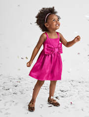 Robe évasée et ajustée en satin avec nœud surdimensionné pour bébé et petite fille