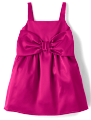 Baby And Toddler Girls Oversized Bow Satin Fit And Flare Dress