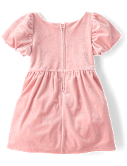 Baby And Toddler Girls Glitter Bow Velour Bubble Dress