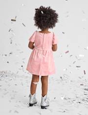 Baby And Toddler Girls Glitter Bow Velour Bubble Dress