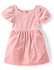 Baby And Toddler Girls Glitter Bow Velour Bubble Dress