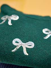Baby And Toddler Girls Sequin Bow Sweater Dress