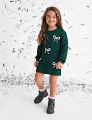 Baby And Toddler Girls Sequin Bow Sweater Dress
