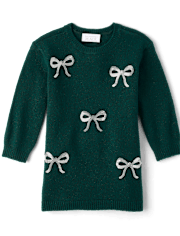 Baby And Toddler Girls Sequin Bow Sweater Dress