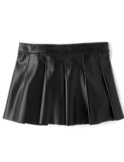 Toddler Girls Pleated Faux Leather Skirt